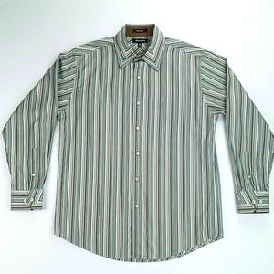 Brandini Men's Long Sleeve Button Front Striped Shirt Size M